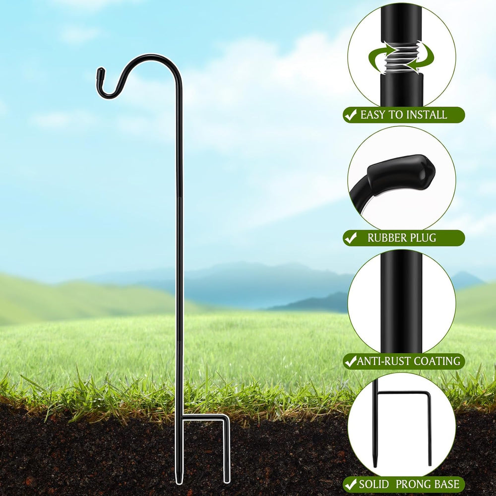 12 Pcs 24 Inch Shepherds Hook for Outdoor Adjustable Bird Feeder Pole