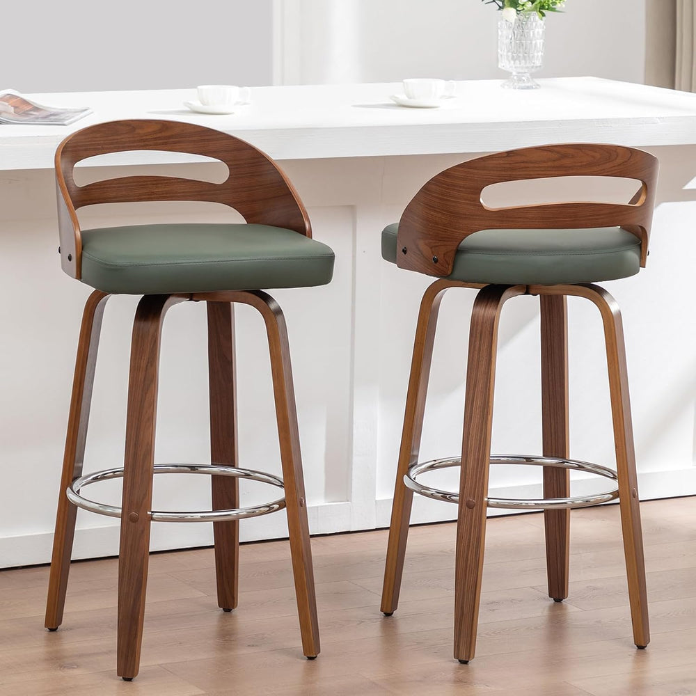 Mid Century Bar Stools, 30 inch Bar Height Barstools with Curved Low Back