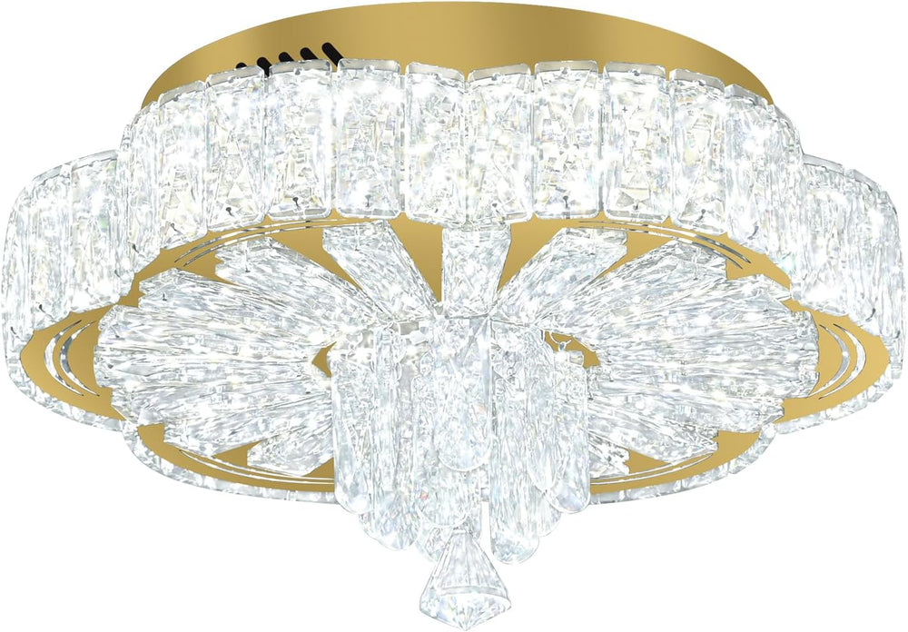 16in Gold Crystal Chandeliers for Living Room Dining Room Crystal Ceiling Lig...