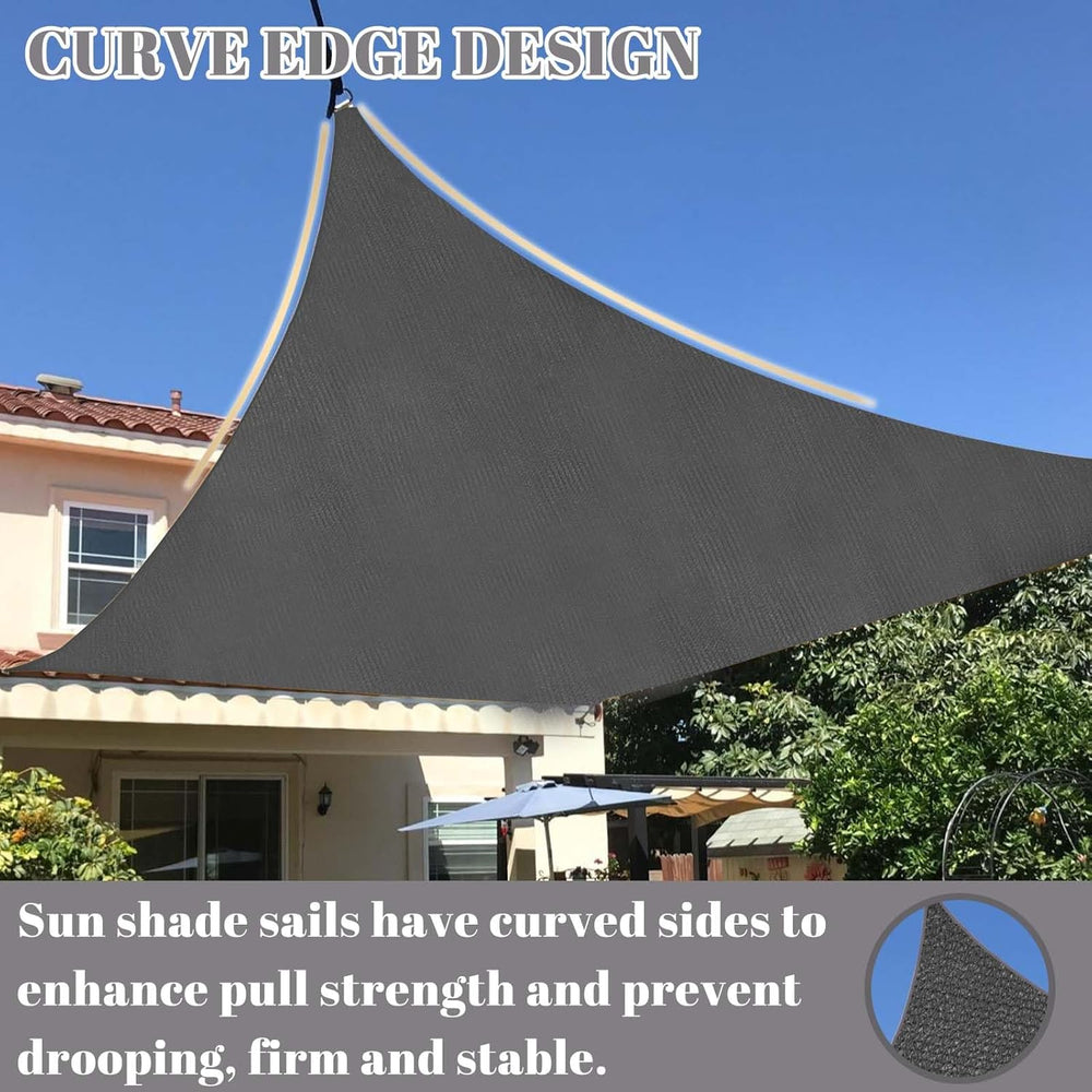 Cool Area Sun Shade Sail for Patio Backyard, Rectangle 12x16ft, Dark Grey