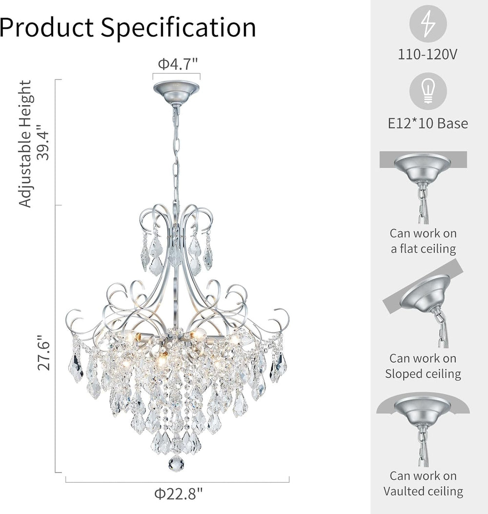 WUZUPS Crystal Chandelier 10-Light Pendant Ceiling Light Modern Lighting Fixt...