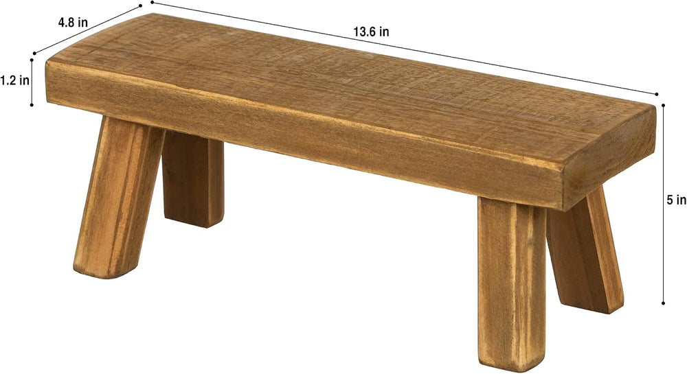 Rustix Mini Wooden Stool - Rustic Decorative Rectangular Mini Pedestal - Idea...