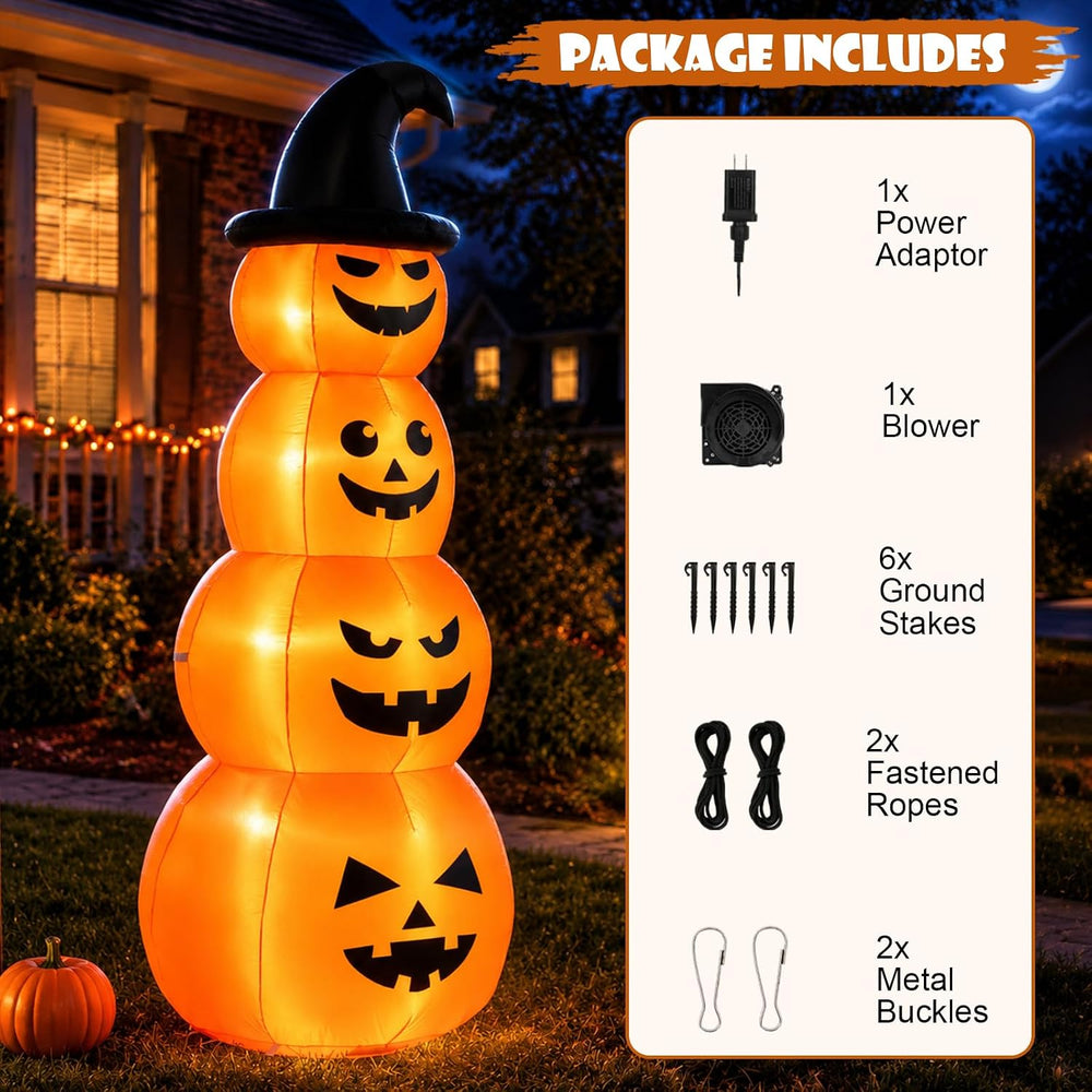 8FT Halloween Inflatable Stacked Pumpkins Outdoor Party Decor