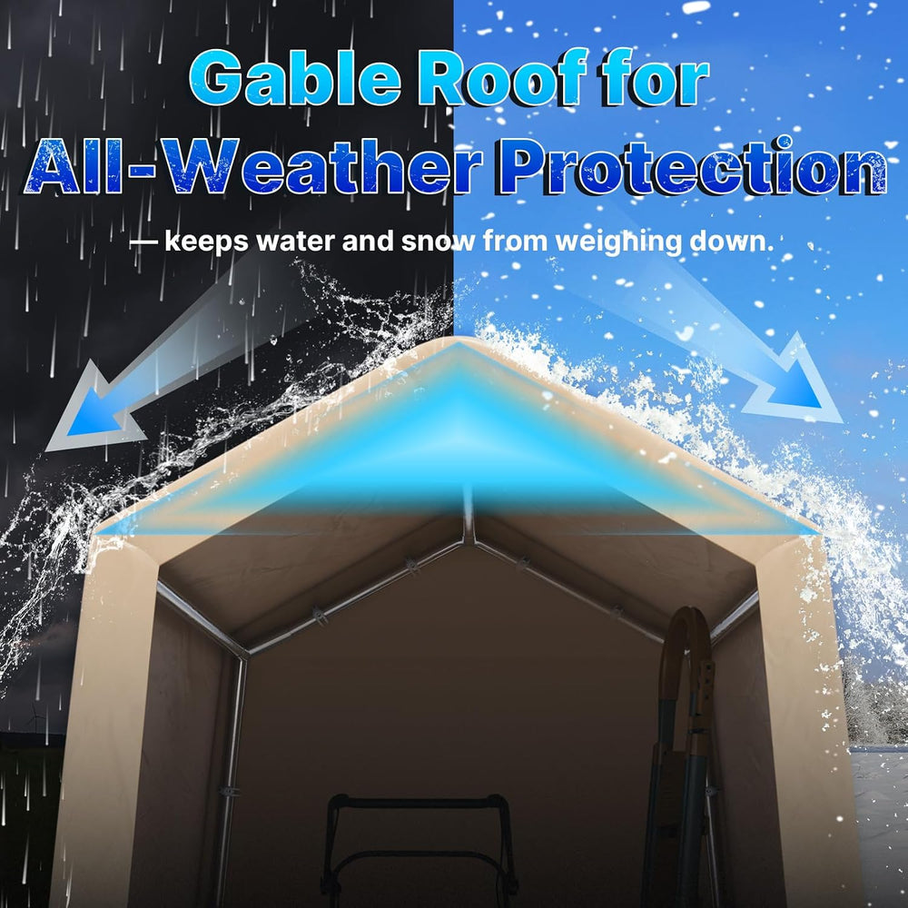 ADVANCE OUTDOOR 6x8 ft Outdoor Portable Storage Shelter Shed with 2 Roll up Z...