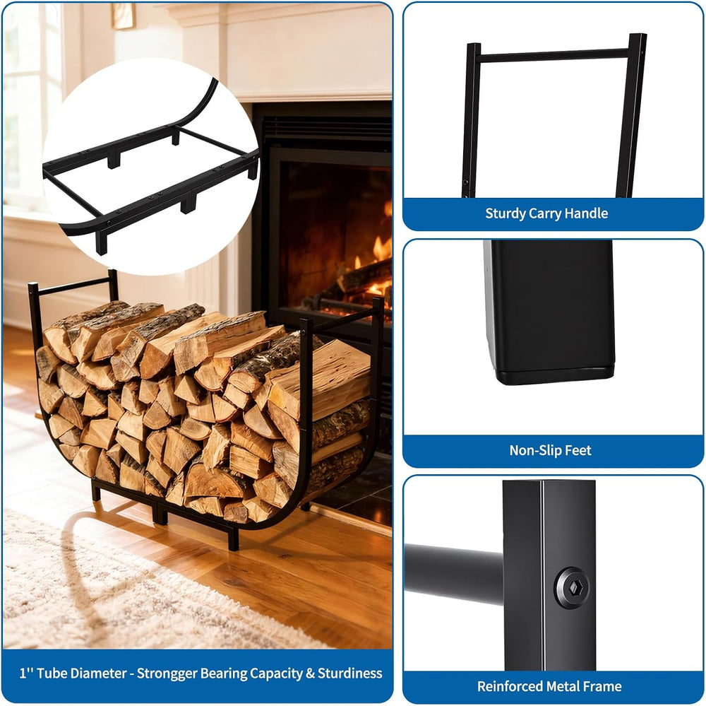 Firewood Rack Outdoor w Thicken Cover, 40 Inch Indoor Large Firewood Rack-Sta...