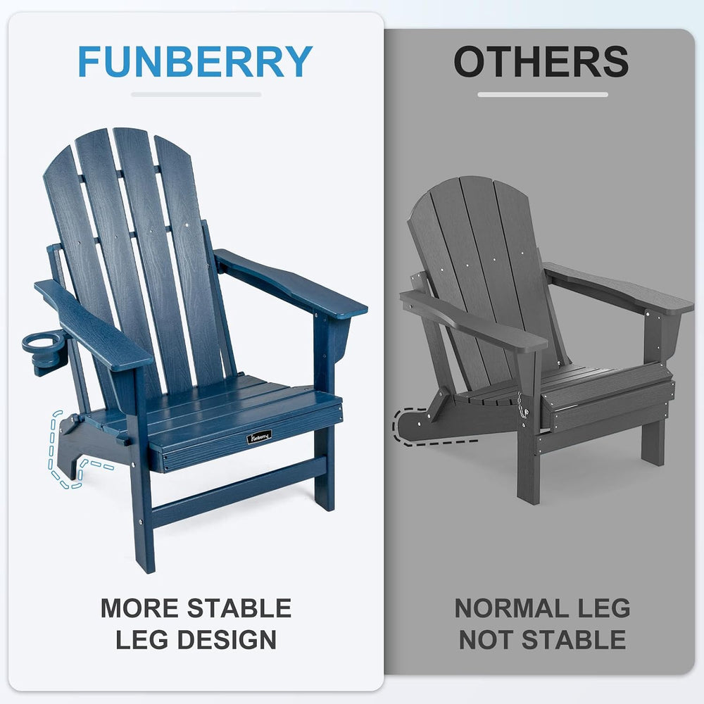 FUNBERRY Oversized Folding Adirondack Chair, Stable Fire Pit Chairs 400LBS