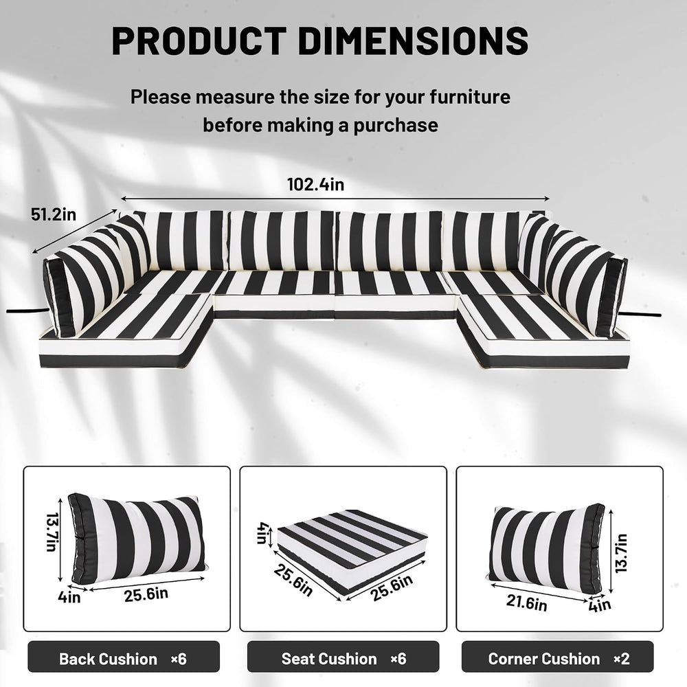 14 Piece Outdoor Sectional Cushions, Water-Resistant Outdoor Sofa Cushions Re...