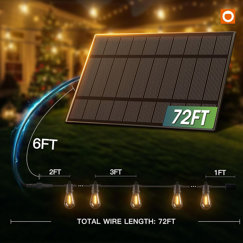 addlon 78FT(72+6) Solar String Lights Outdoor, Last 20+ Hrs, USB Charging