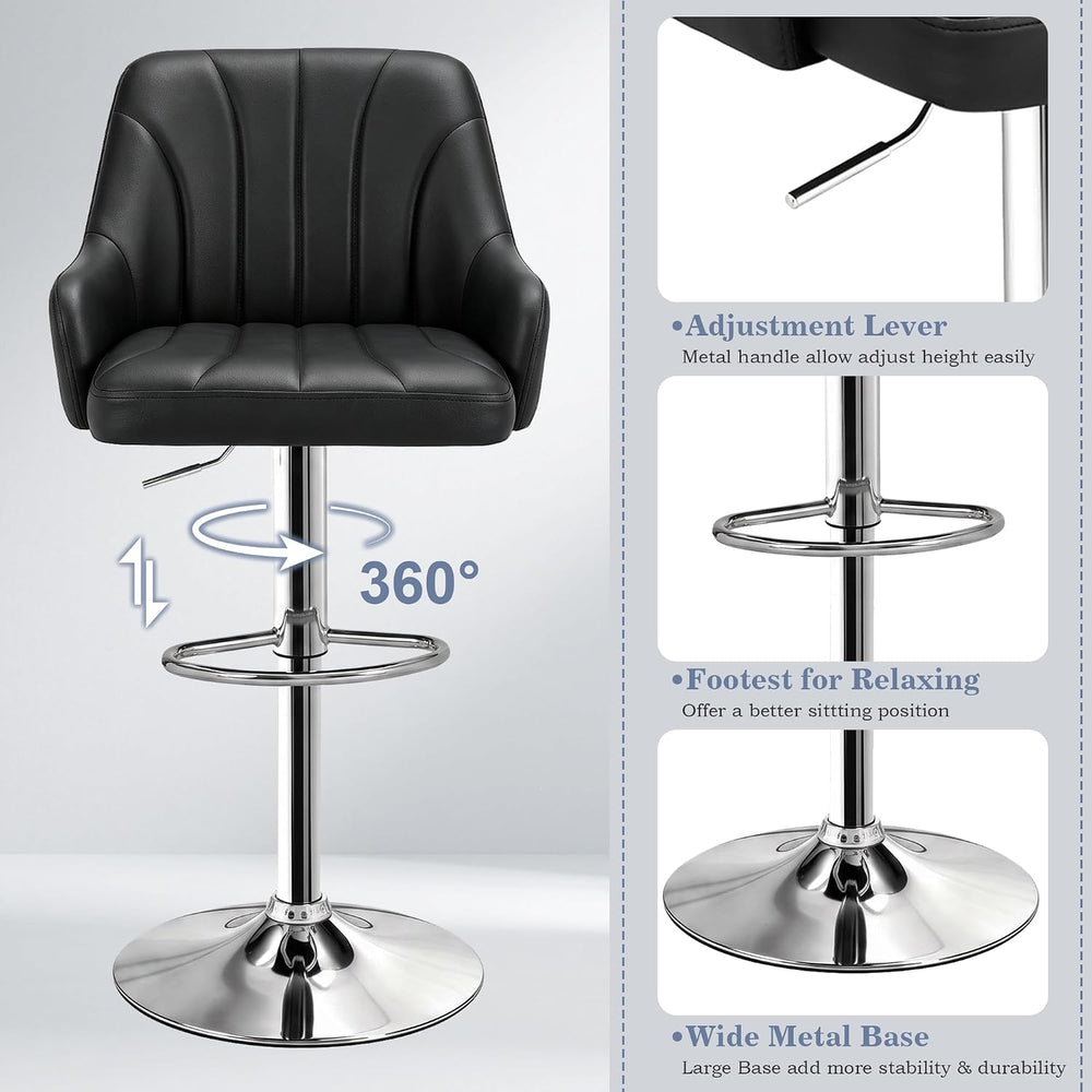 VECELO Bar Stools Set of 2, Adjustable Barstools, Counter Height Stools with ...