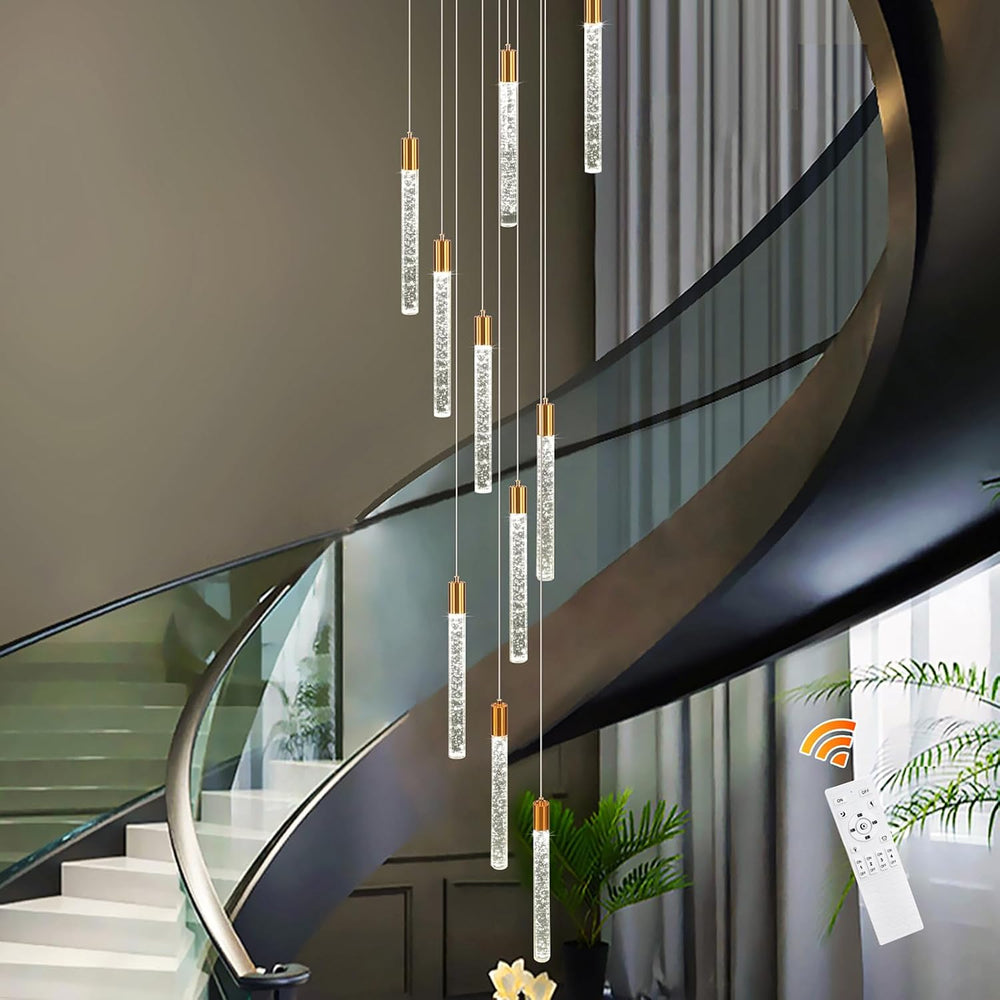 GEADI 10-Light Modern Crystal High Ceiling Chandelier for Foyer & Staircase