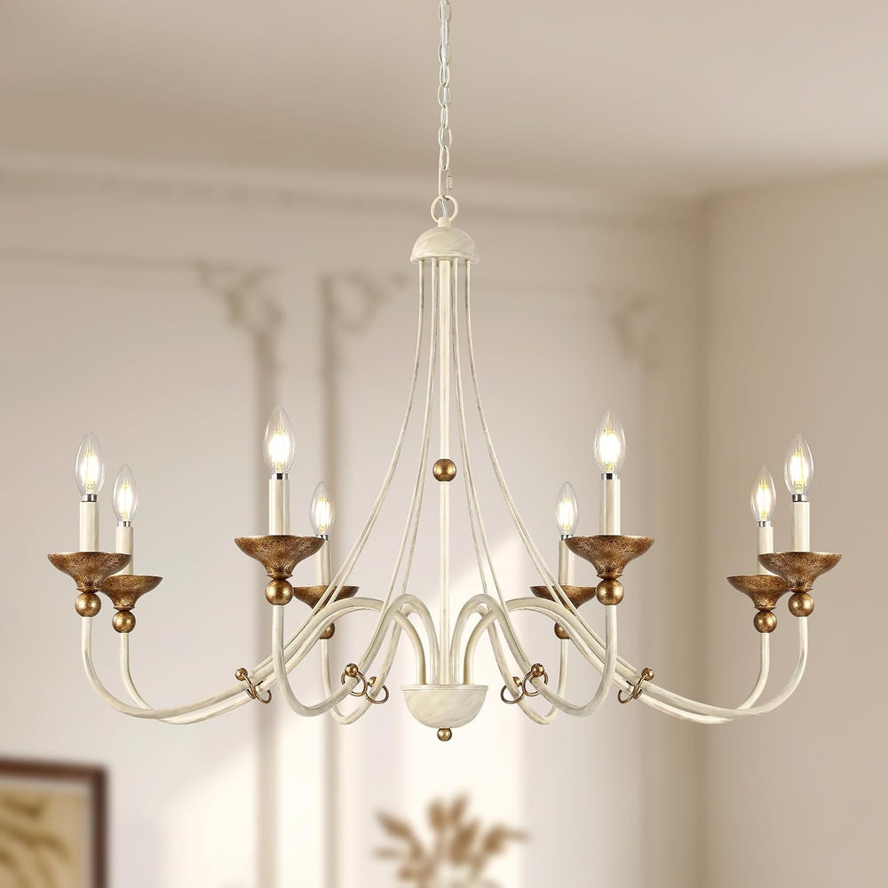 37.4" Large French Country Chandelier, 8-Light Farmhouse Chandelier for ...