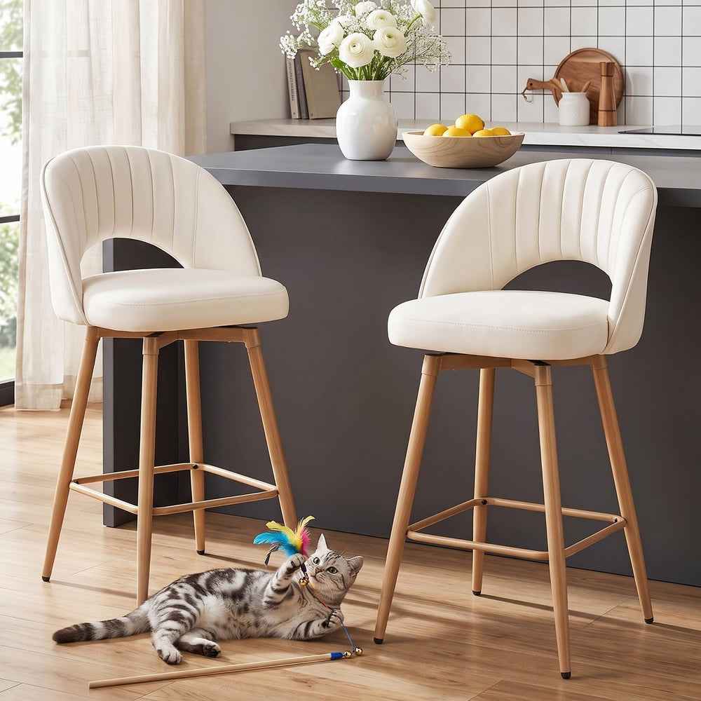 Swivel Bar Stools Set of 2, Counter Height Barstools for Kitchen Island, 26&q...