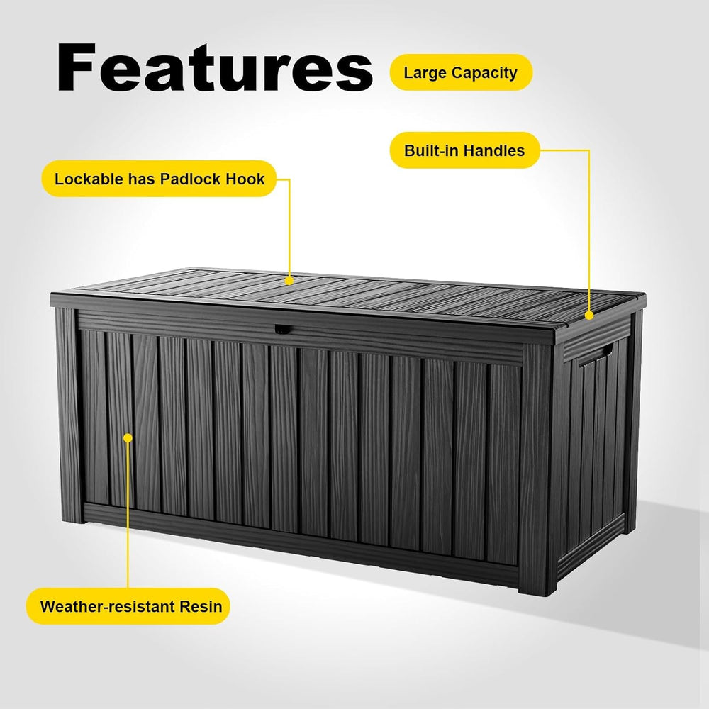 200 Gallon Large Outdoor Storage Box, Black
