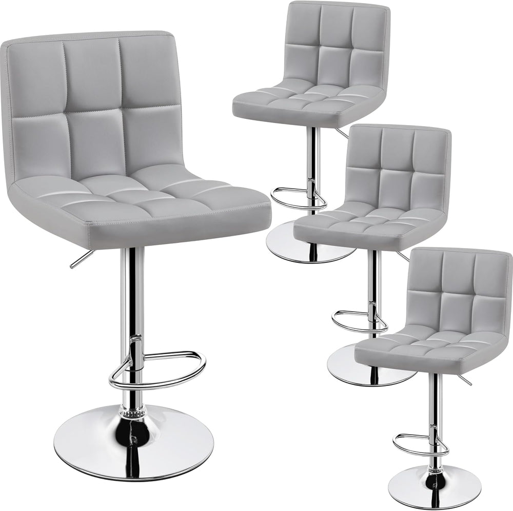 Yaheetech Bar Stools Set of 4 Adjustable Counter Height Barstool Light Gray