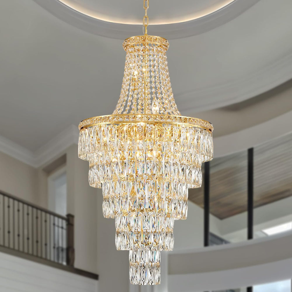 Gold Crystal Chandeliers 13 Lights Luxury Modern Chandelier for High Ceilings...