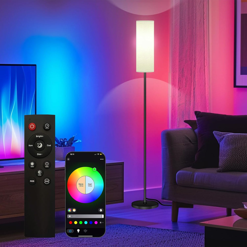Qaubauyt Smart LED Floor Lamp with APP Control & RGB Colors - Dimmable St...
