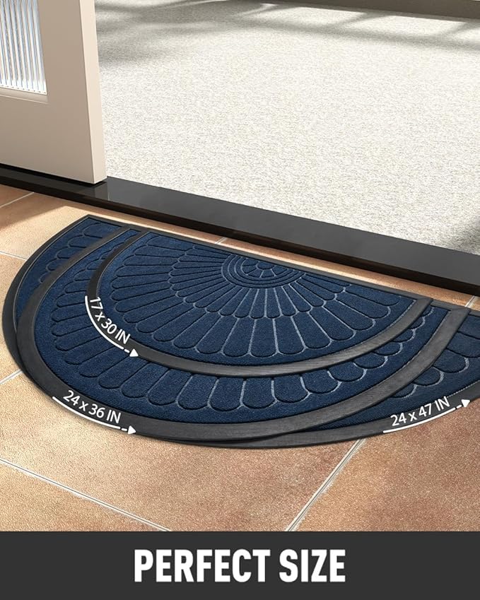 tchdio Semicircular Durable Rubber Doormat- Non Slip Front Door Mat for Outsi...