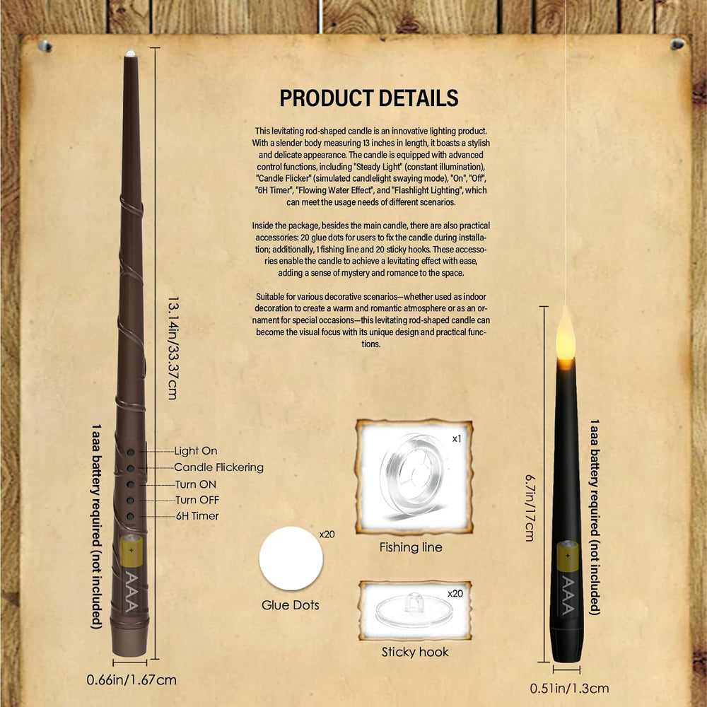 kakoya Flameless Floating Candles with Wand，20 Pcs Magic LED Hanging Taper Ca...