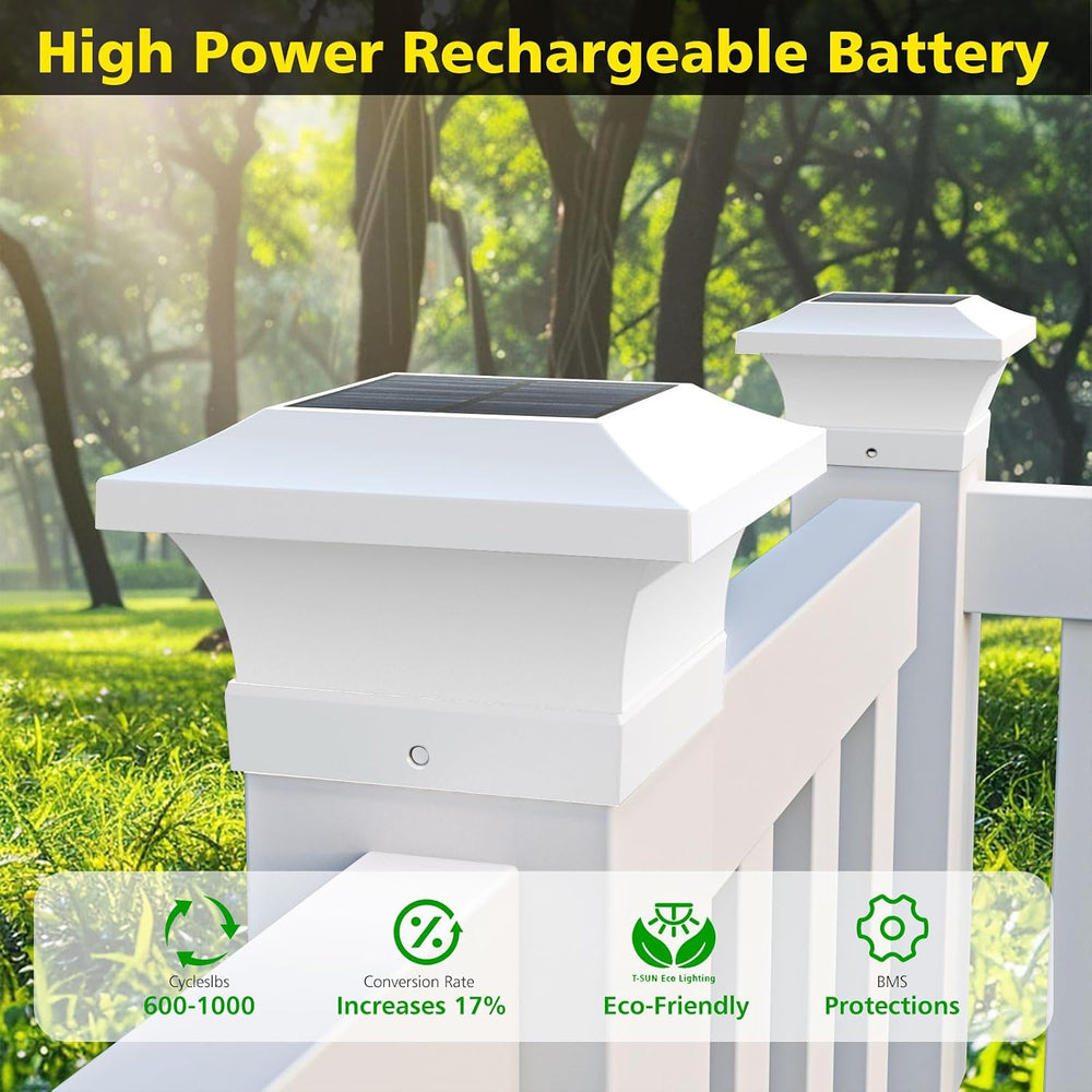 T-SUN 4X4 Solar Post Cap Lights Outdoor Waterproof, White 2 Pack