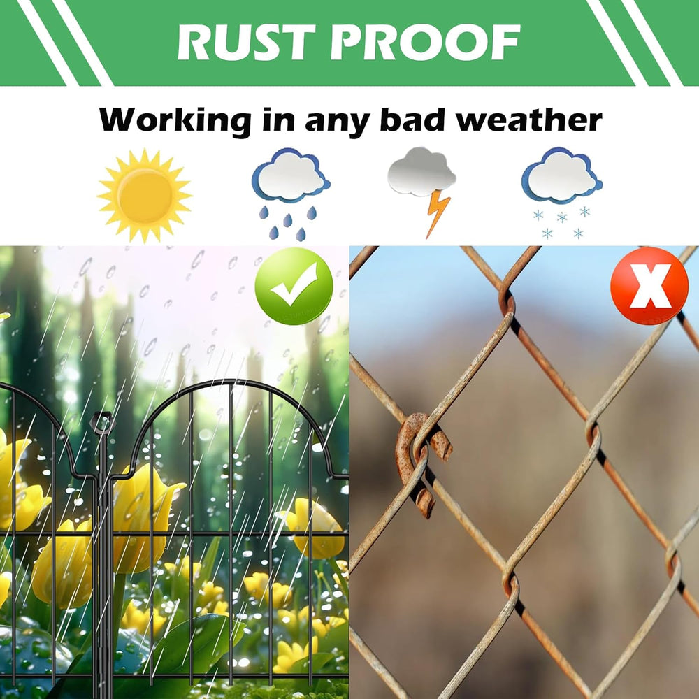 30 Pack Decorative Garden Fence, 17in (H) x 32ft (L), with Ground Stake