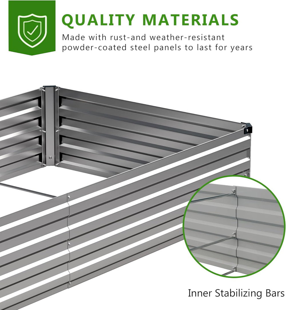 2PCS 7x3x1ft Galvanized Raised Garden Bed,Outdoor Planter Box Metal Patio Kit...