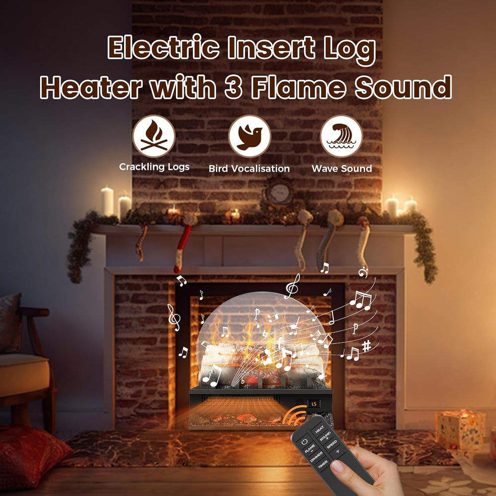 21" Freestanding Electric Fireplace Log Set with Cracking Sound, Firepla...