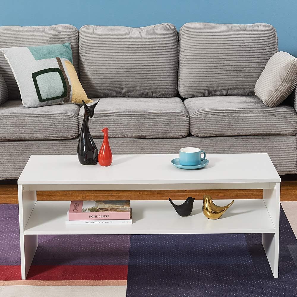 Panana 2-Tier Coffee Table Simple Couch Sofa Side End Table Tea Accent Table ...