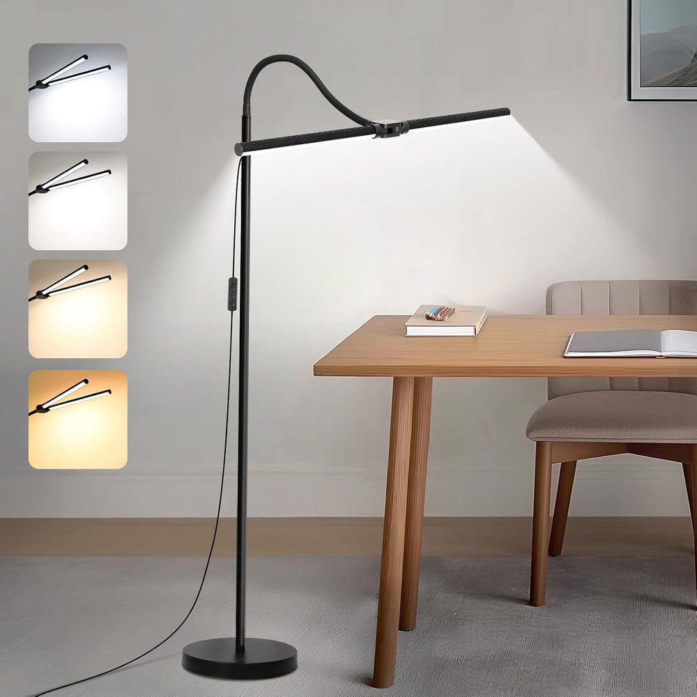 LED Floor Lamp, 18W/2000LM Bright Reading Floor Lamp for Office with Double H...