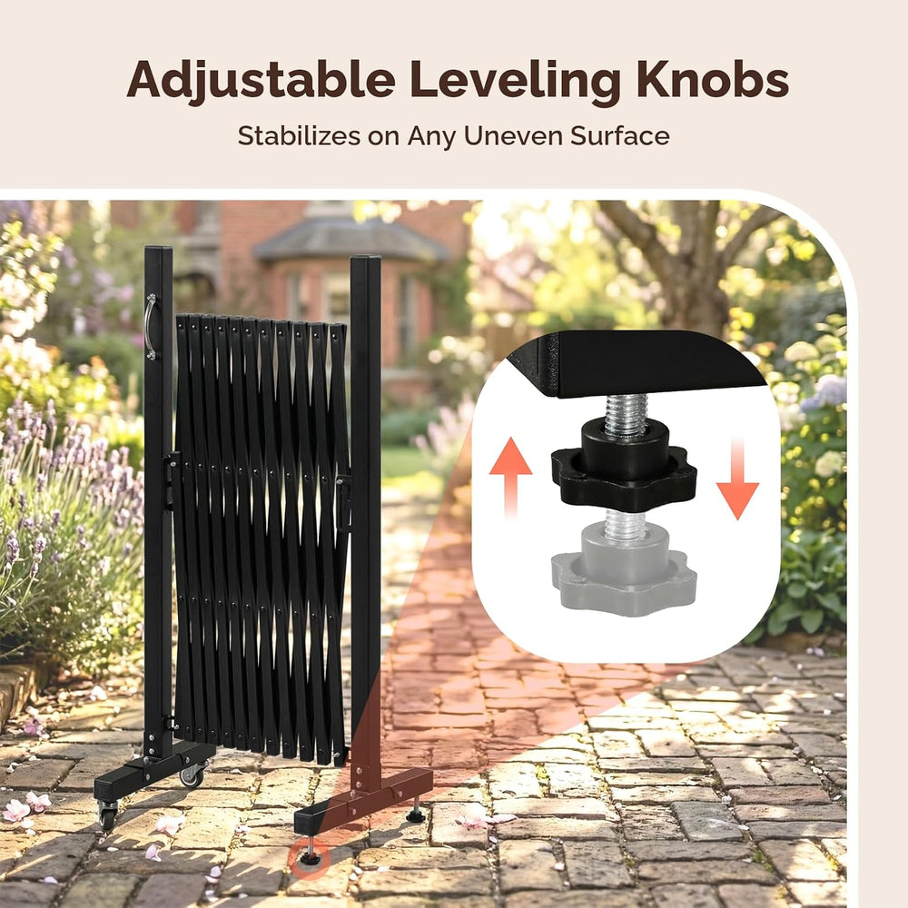 VINGLI 11.5ft Expandable Garden Fence with Casters, Aluminum Retractable Barr...