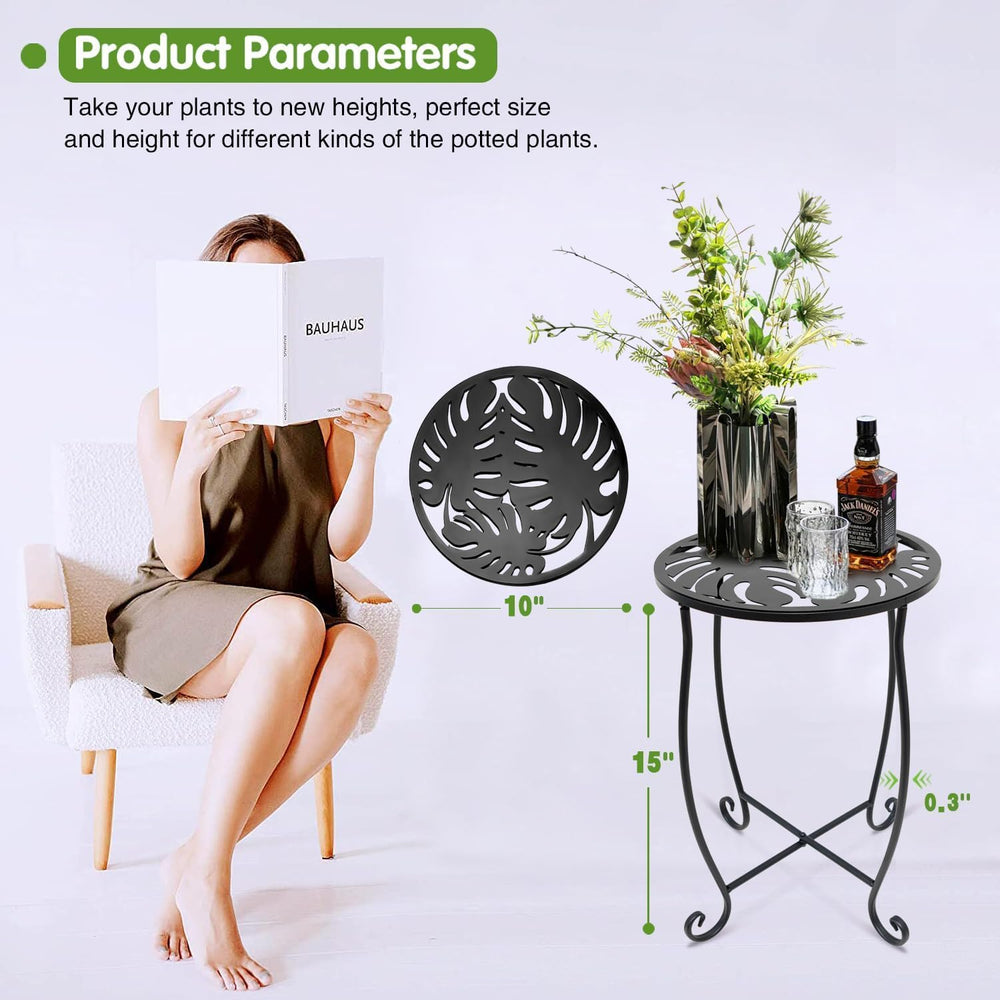 Small Side Tables for Small Space, 2 Pack Metal Outdoor Indoor Side Table