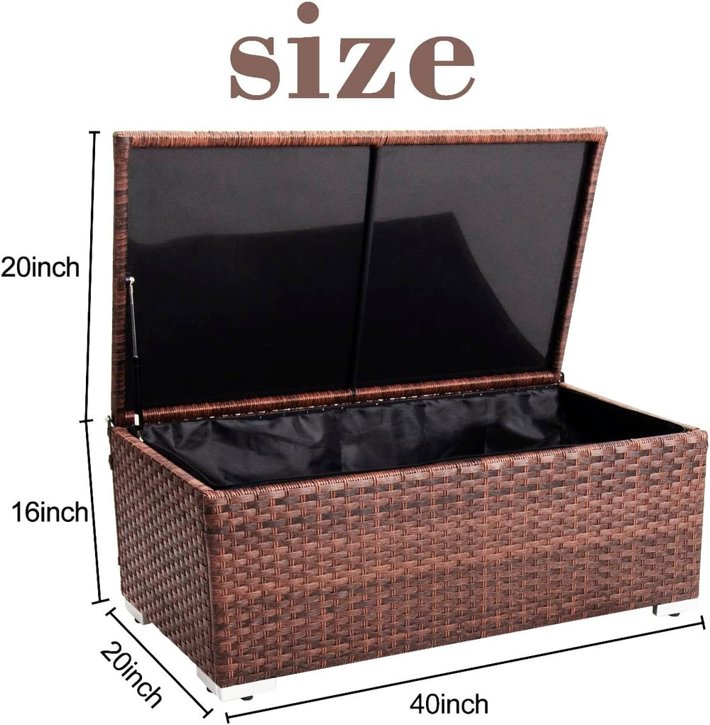 DIMAR GARDEN Outdoor Storage Coffee Table with Waterproof Cover,Patio Wicker ...