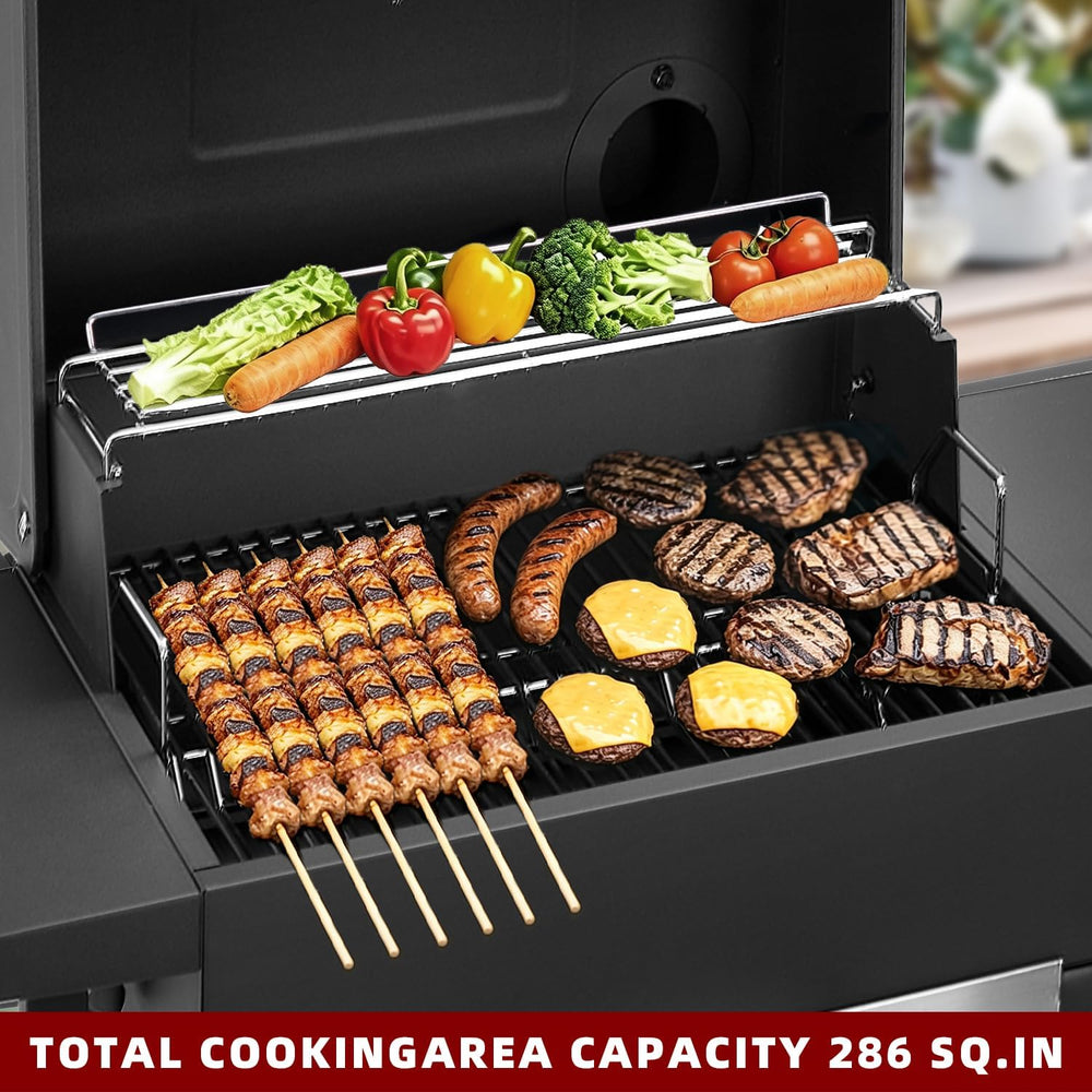 Charcoal Grill with 2 Side Tables 343 Sq.In.for BBQ Outdoor Cooking