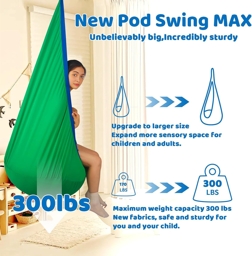 Sensory Pod Swing Hanging Seat Hammock Chair (Green)