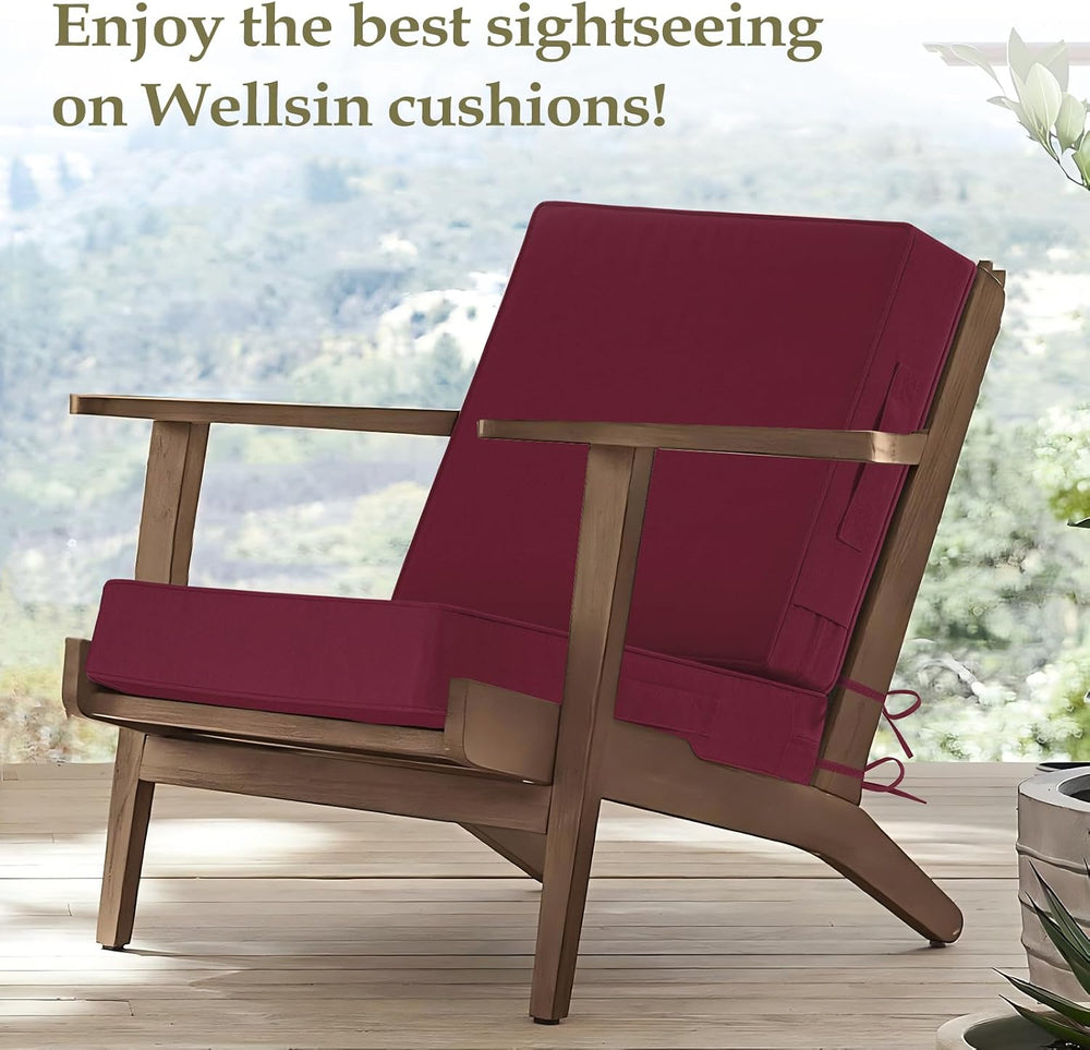 Wellsin Outdoor Deep Seat Patio Cushions, 24 x 24 Waterproof & 3-Year Fad...