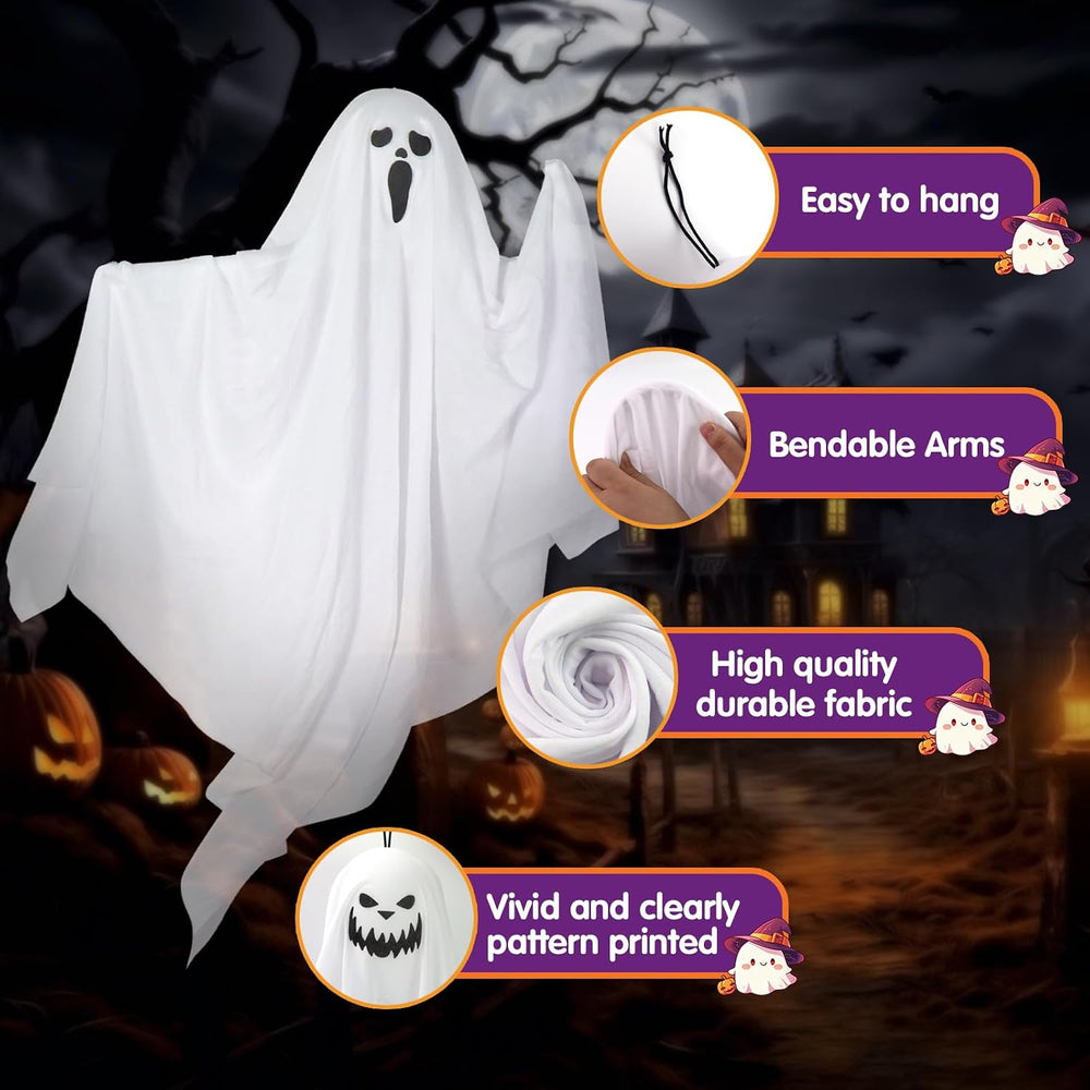 6 Pack Halloween Hanging Tree Ghosts, 27.6 Inch Flying Ghost Decorations