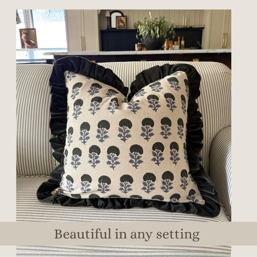 Palm & Loom 100% Cotton Linen Cushion Cover - Aira Decorative Throw Pillo...