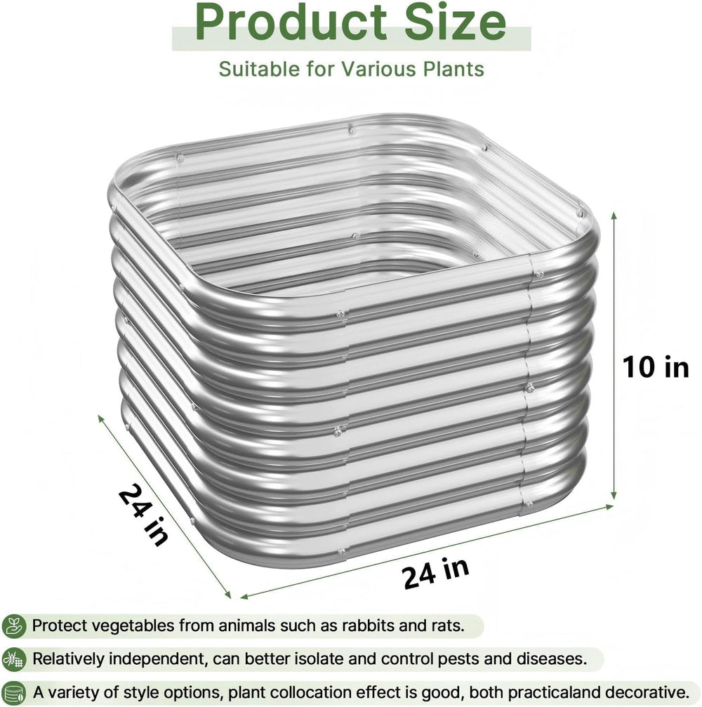 4 PCS Galvanized Raised Garden Bed Outdoor, Metal Garden Bed for Vegetables, ...