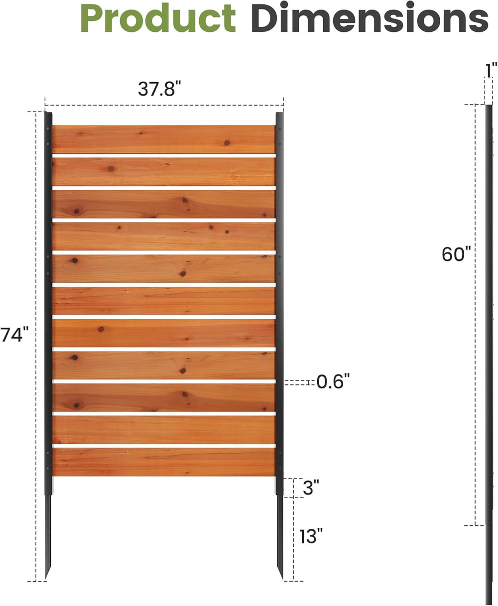 Wood Privacy Screen No Dig Outdoor Garden Fence (Reddish Brown, 61 * 37.8 in)