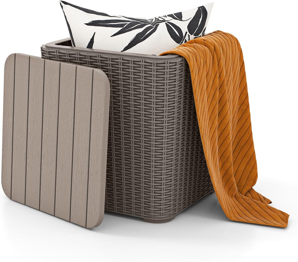 Tangkula 11.5 Gallon Water-proof Deck Box, Outdoor Patio Storage Box w/Remova...