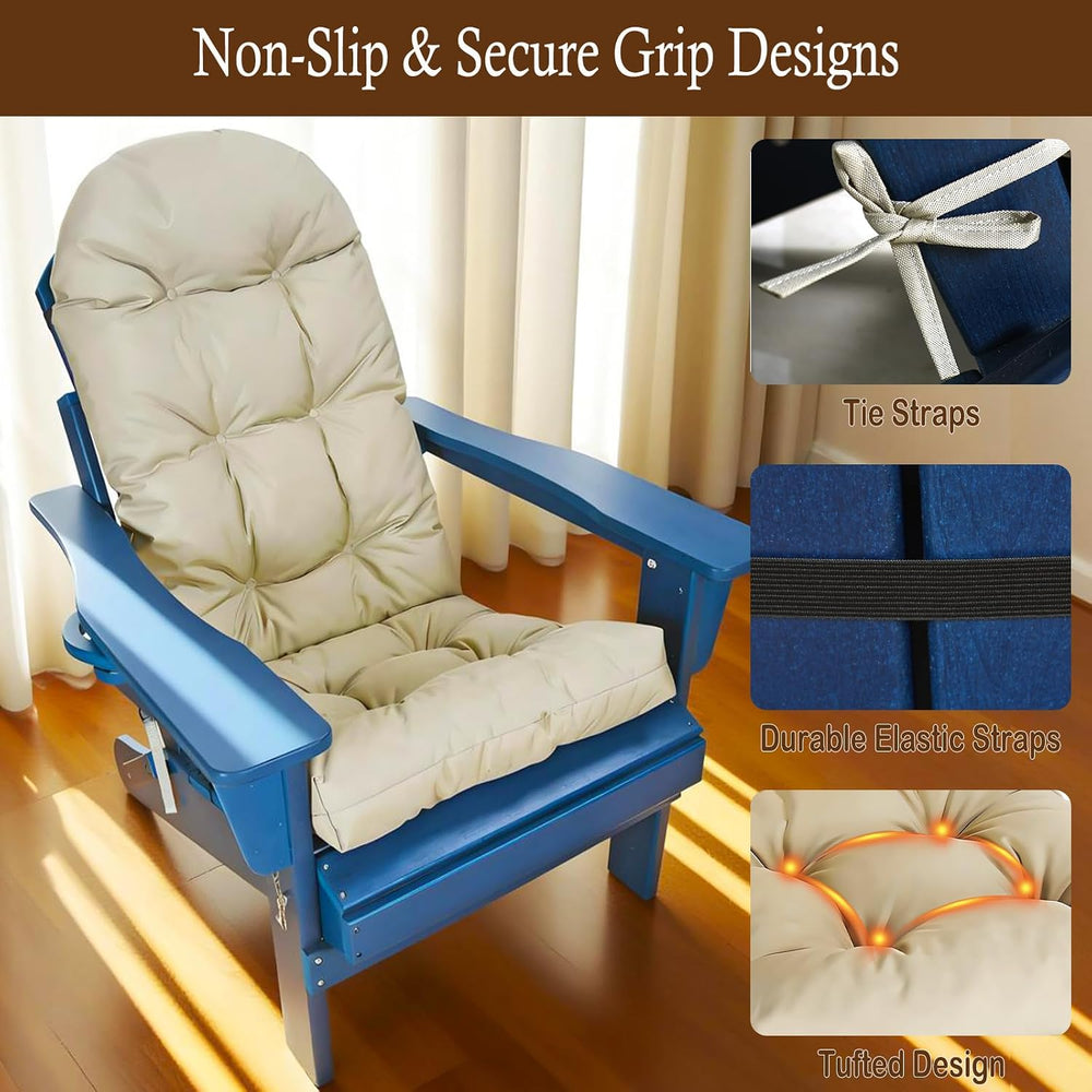 Outdoor Adirondack Chair Cushions Set of 2, Waterproof Patio Rocking Chair Cu...