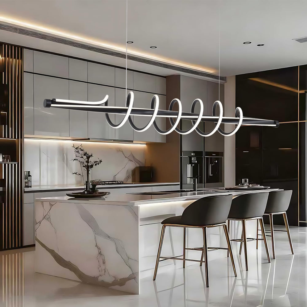Black Modern Chandelier,Dimmable Black Led Chandelier for Dining Room Light F...