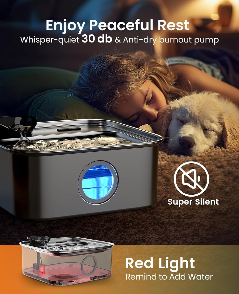 oneisall 10L/2.6Gal Dog Water Fountain for Large Dogs (with 2 Filters)