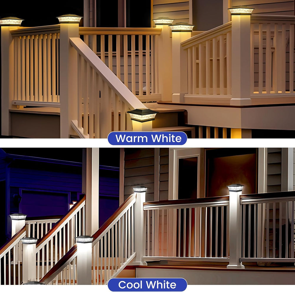 APONUO Solar Post Cap Lights 6 Pack for 4x4 5x5 6x6 Wood & Vinyl Fences -...
