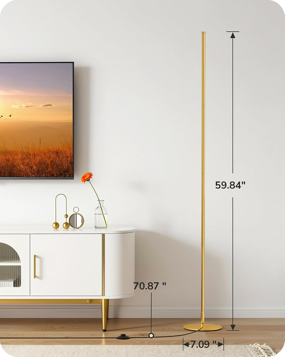 EDISHINE 59.84" Floor Lamps for Living Room, 3000K & Stepless Dimmab...