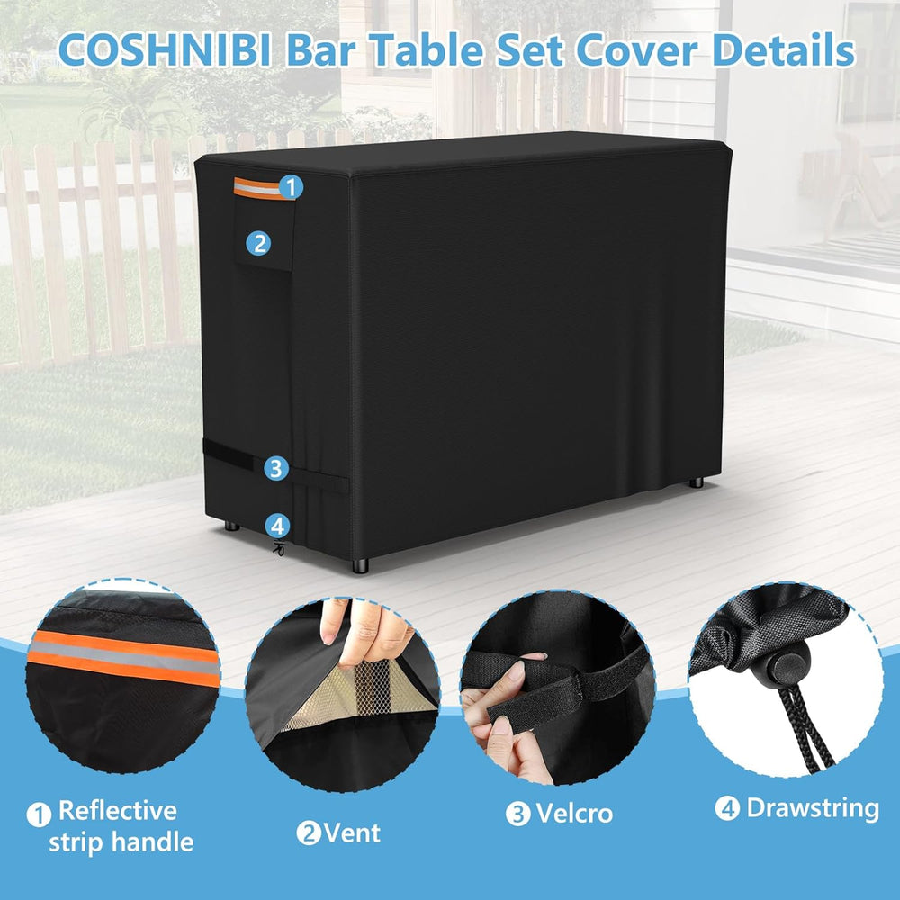 COSHNIBI Bar Height Patio Set Cover for 7 Pieces Patio Bar Dining Table and C...