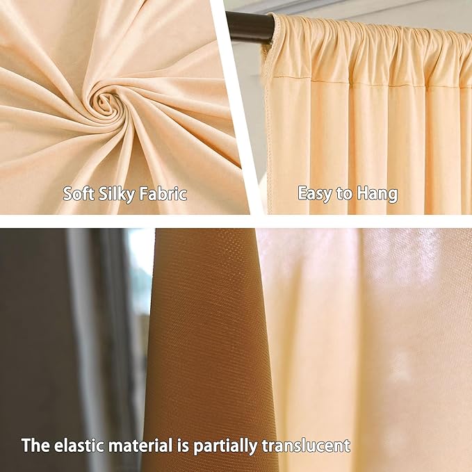 10 x 10 Feet Champagne Backdrop Curtain for Partie, Background Curtains for P...