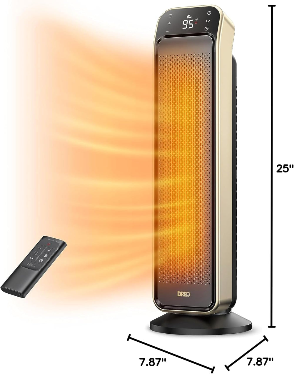 DREO 25 Inch Electric Space Heater for Indoor Use, Large Room, Thermostat
