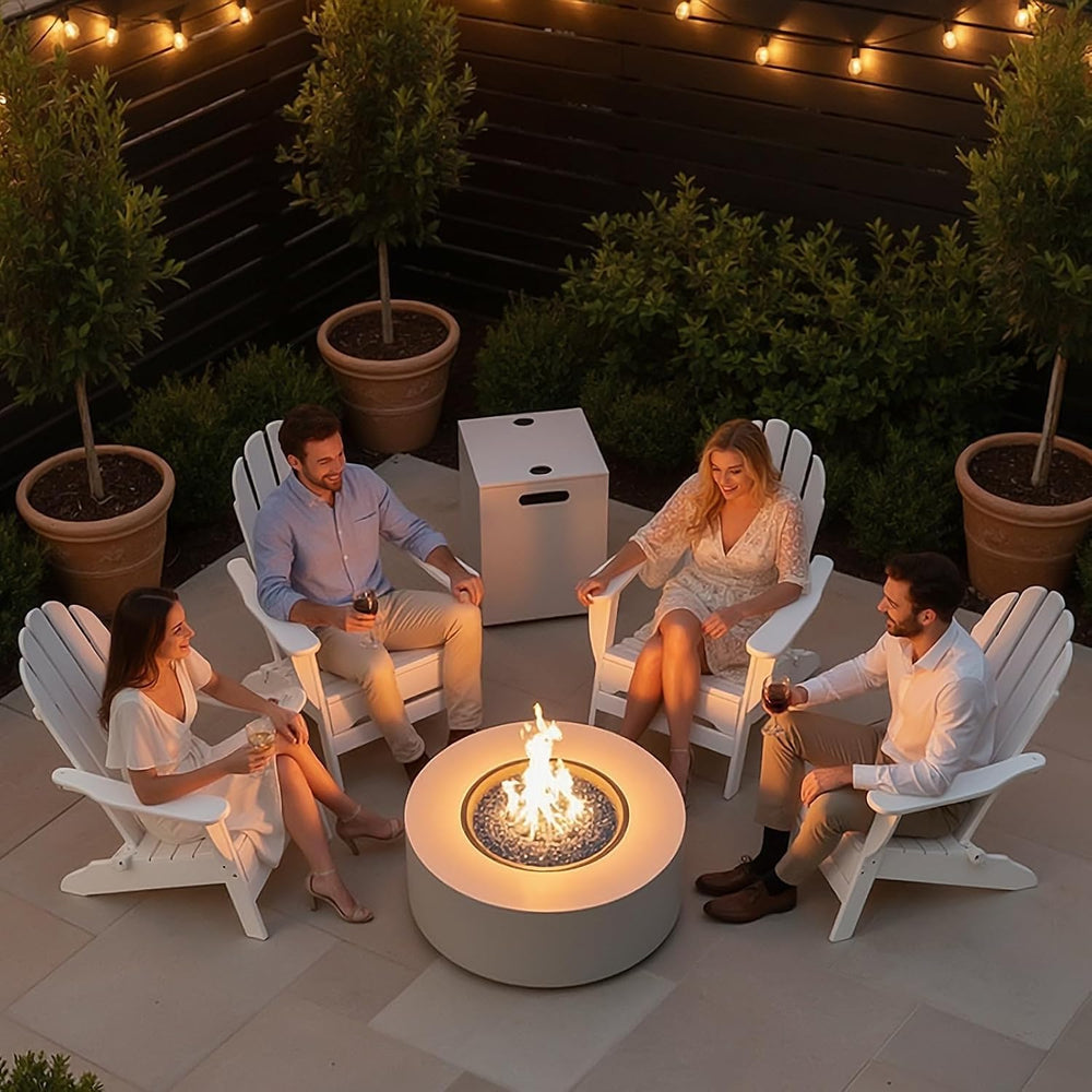 TLGREEN 30-Inch Round Propane Fire Pit Table, 50,000 BTU, Light Gray