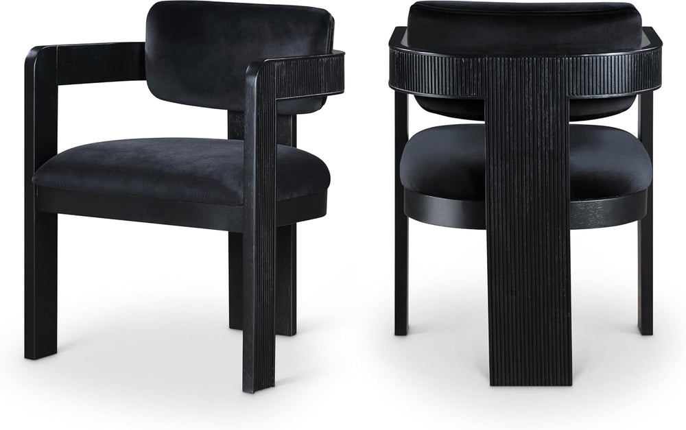 Meridian Furniture Sacha Velvet/Rubberwood Dining Chair, Black, Set of 2