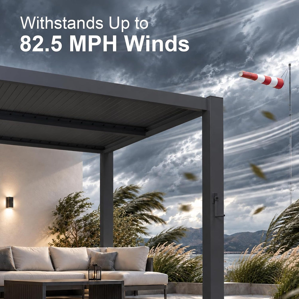 Aoxun Louvered Pergola 10x10, 3.8" Thick Posts, 82.5 MPH Wind Resistance